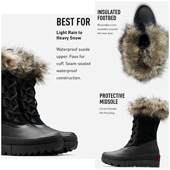 Sorel Joan of Arctic Next Boots Fur Lined Leather Black Size 9.5 Insulated Snow - Picture 2 of 16